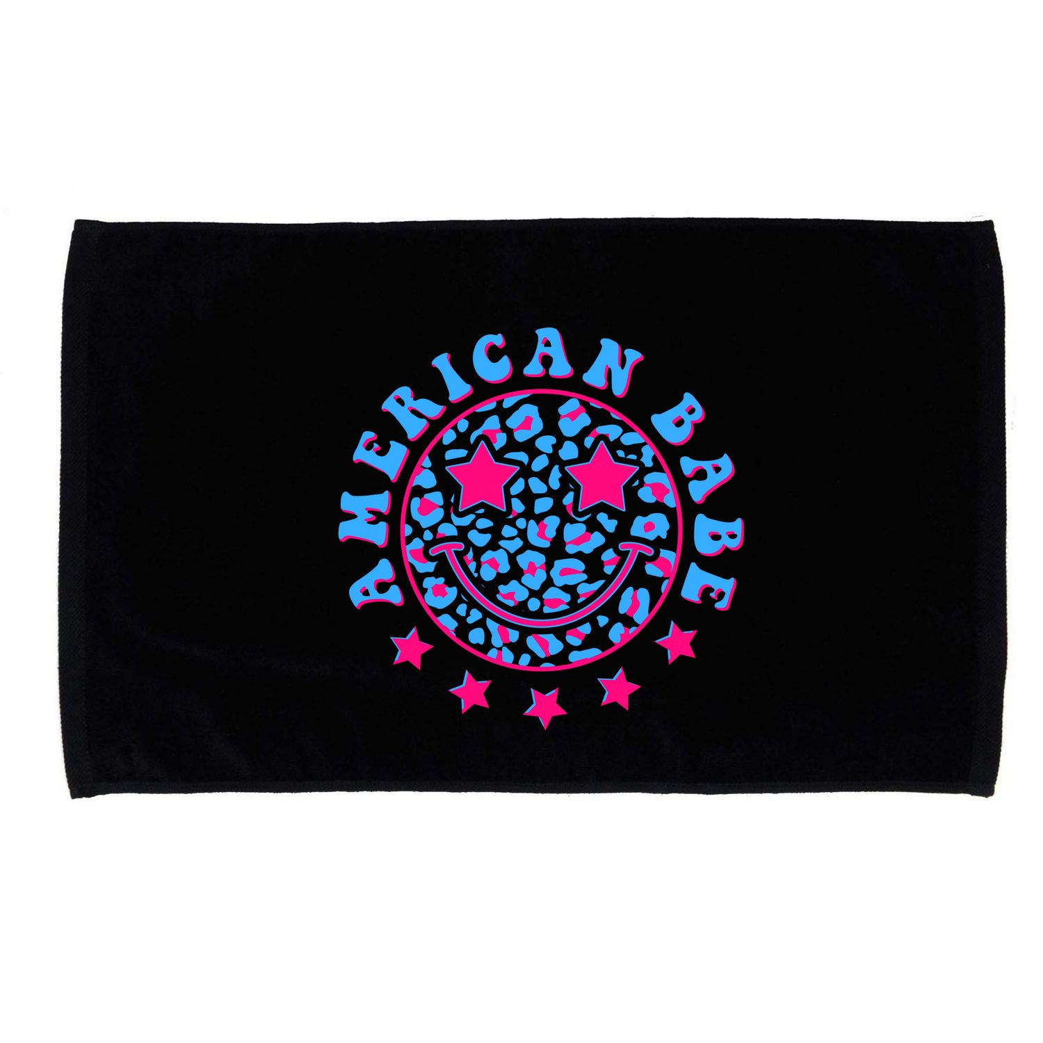 Cute Funny American Babe Leopard Print Smiley Emoji Microfiber Hand Towel