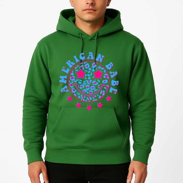 Cute Funny American Babe Leopard Print Smiley Emoji Hoodie