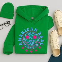 Cute Funny American Babe Leopard Print Smiley Emoji Hoodie