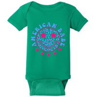 Cute Funny American Babe Leopard Print Smiley Emoji Baby Bodysuit