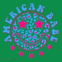 Cute Funny American Babe Leopard Print Smiley Emoji Womens T-Shirt