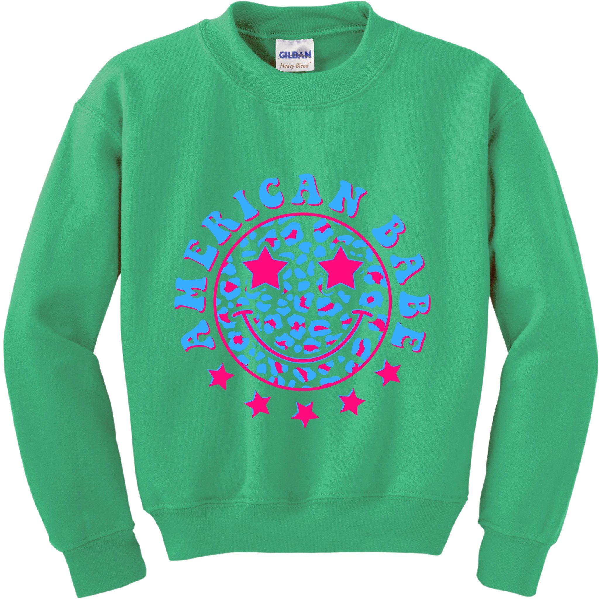 Cute Funny American Babe Leopard Print Smiley Emoji Kids Sweatshirt
