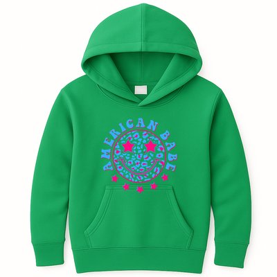 Cute Funny American Babe Leopard Print Smiley Emoji Kids Hoodie