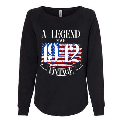 Cute Funny A Legend Since 1942 Vintage USA Flag 80th Birthday Womens California Wash Sweatshirt