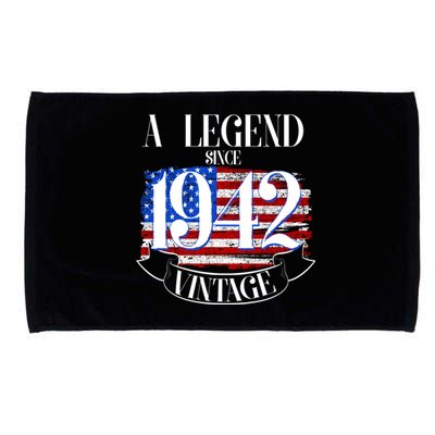 Cute Funny A Legend Since 1942 Vintage USA Flag 80th Birthday Microfiber Hand Towel