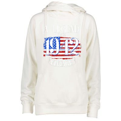 Cute Funny A Legend Since 1942 Vintage USA Flag 80th Birthday Womens Funnel Neck Pullover Hood