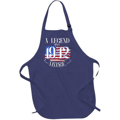 Cute Funny A Legend Since 1942 Vintage USA Flag 80th Birthday Full-Length Apron With Pockets