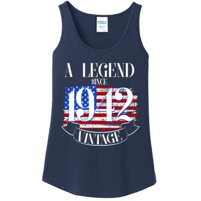 Cute Funny A Legend Since 1942 Vintage USA Flag 80th Birthday Ladies Essential Tank