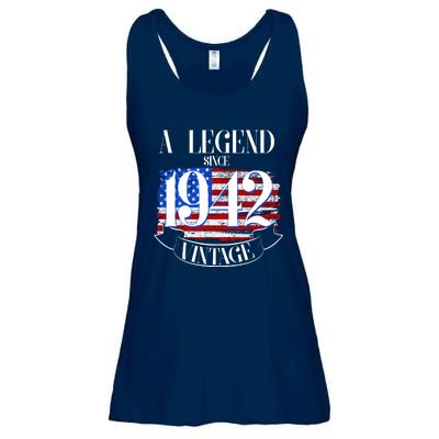 Cute Funny A Legend Since 1942 Vintage USA Flag 80th Birthday Ladies Essential Flowy Tank