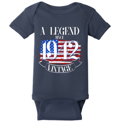 Cute Funny A Legend Since 1942 Vintage USA Flag 80th Birthday Baby Bodysuit