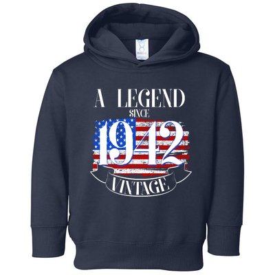 Cute Funny A Legend Since 1942 Vintage USA Flag 80th Birthday Toddler Hoodie