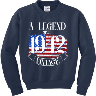 Cute Funny A Legend Since 1942 Vintage USA Flag 80th Birthday Kids Sweatshirt