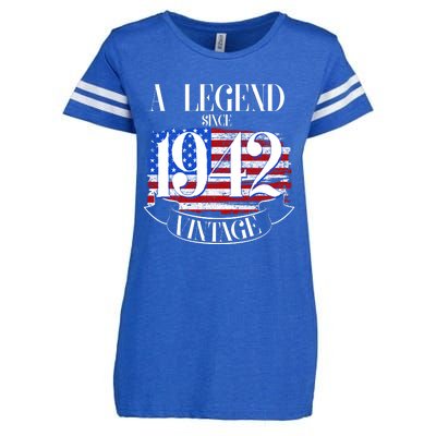 Cute Funny A Legend Since 1942 Vintage USA Flag 80th Birthday Enza Ladies Jersey Football T-Shirt