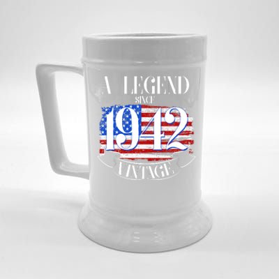 Cute Funny A Legend Since 1942 Vintage USA Flag 80th Birthday Beer Stein