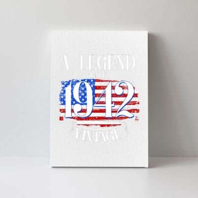 Cute Funny A Legend Since 1942 Vintage USA Flag 80th Birthday Canvas