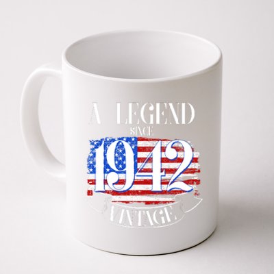 Cute Funny A Legend Since 1942 Vintage USA Flag 80th Birthday Coffee Mug