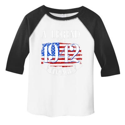 Cute Funny A Legend Since 1942 Vintage USA Flag 80th Birthday Toddler Fine Jersey T-Shirt