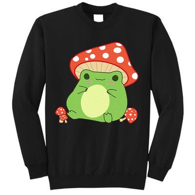 Cottagecore Frog Aesthetic Cute Frog With Mushroom Hat Sweatshirt