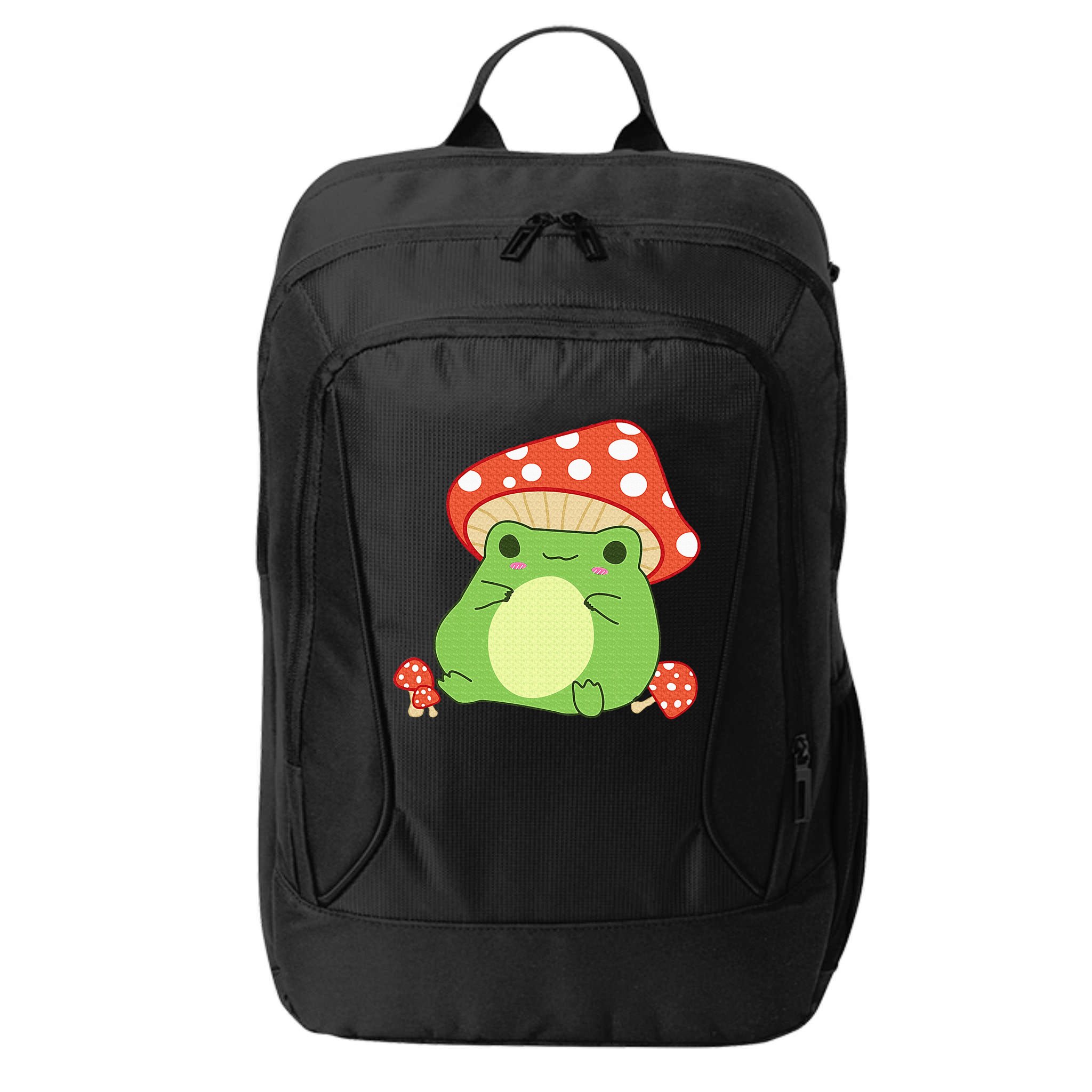 Cottagecore Frog Aesthetic Cute Frog With Mushroom Hat City Backpack