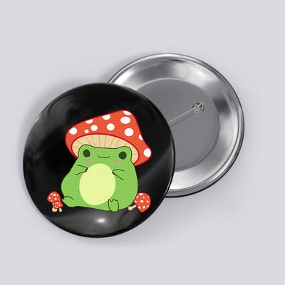 Cottagecore Frog Aesthetic Cute Frog With Mushroom Hat Button