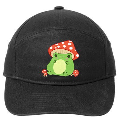 Cottagecore Frog Aesthetic Cute Frog With Mushroom Hat 7-Panel Snapback Hat