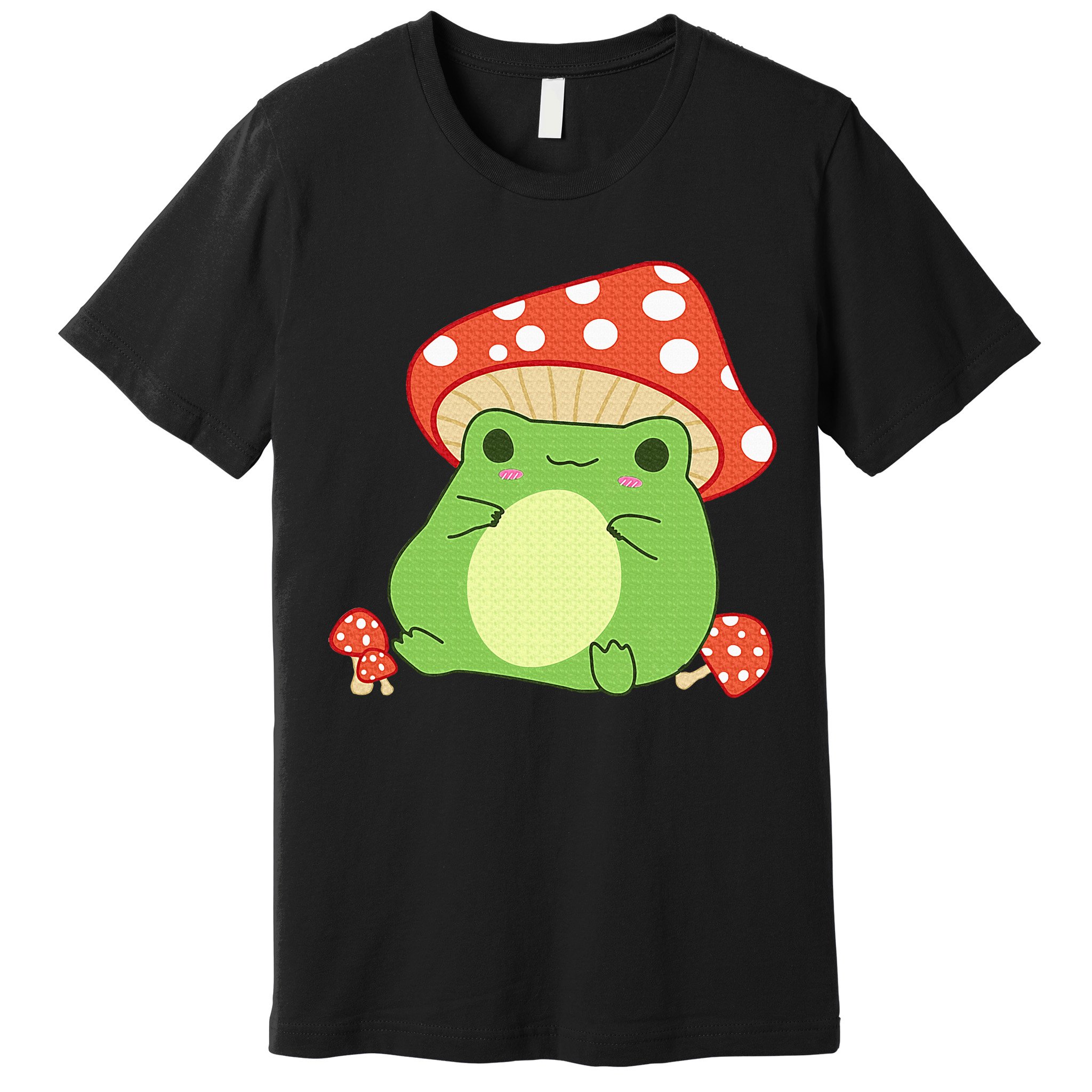 Cottagecore Frog Aesthetic Cute Frog With Mushroom Hat Premium T-Shirt