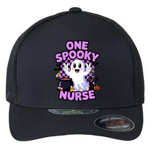 Cute Fun And Festive Halloween One Spooky Nurse Ghost Flexfit Unipanel Trucker Cap