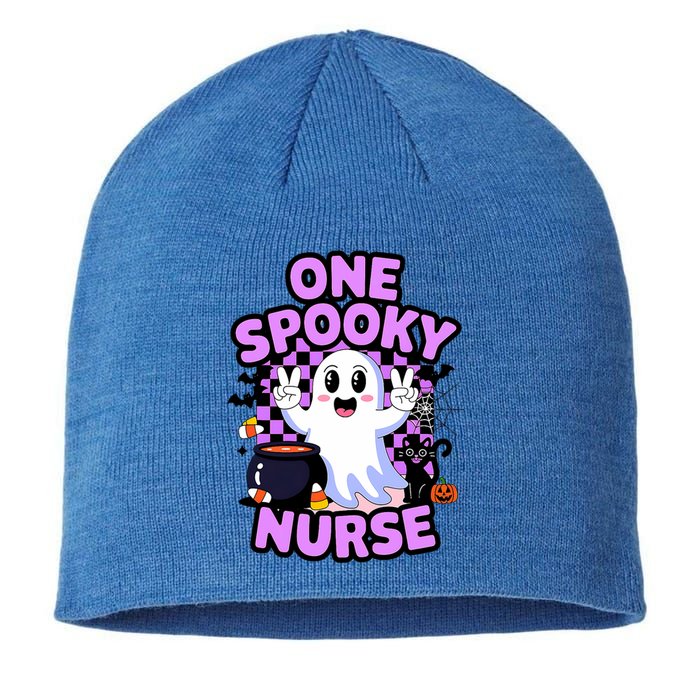 Cute Fun And Festive Halloween One Spooky Nurse Ghost Sustainable Beanie