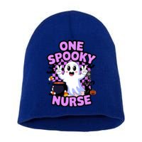 Cute Fun And Festive Halloween One Spooky Nurse Ghost Short Acrylic Beanie