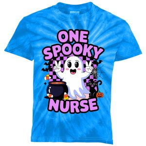 Cute Fun And Festive Halloween One Spooky Nurse Ghost Kids Tie-Dye T-Shirt