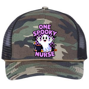 Cute Fun And Festive Halloween One Spooky Nurse Ghost Retro Rope Trucker Hat Cap