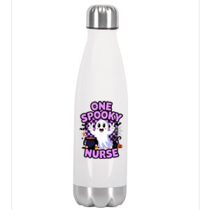 Cute Fun And Festive Halloween One Spooky Nurse Ghost Stainless Steel Insulated Water Bottle