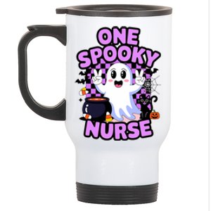 Cute Fun And Festive Halloween One Spooky Nurse Ghost Stainless Steel Travel Mug