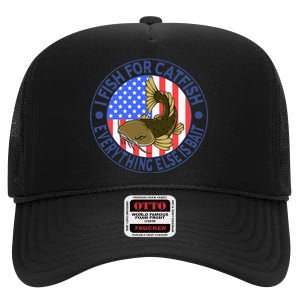 Catfish Fisherman American Flag Catfishing Flathead High Crown Mesh Back Trucker Hat