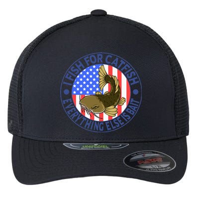 Catfish Fisherman American Flag Catfishing Flathead Flexfit Unipanel Trucker Cap