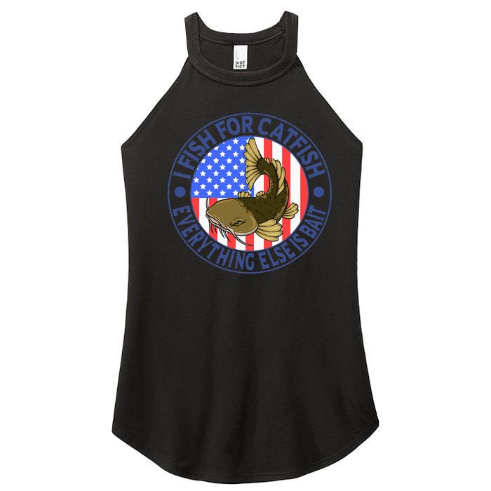 Catfish Fisherman American Flag Catfishing Flathead Women’s Perfect Tri Rocker Tank