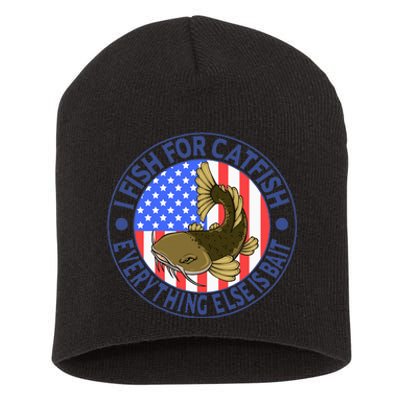 Catfish Fisherman American Flag Catfishing Flathead Short Acrylic Beanie