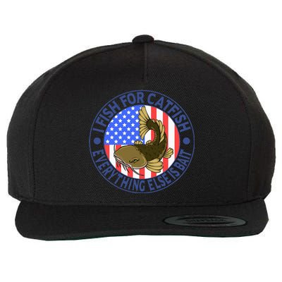 Catfish Fisherman American Flag Catfishing Flathead Wool Snapback Cap