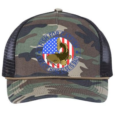 Catfish Fisherman American Flag Catfishing Flathead Retro Rope Trucker Hat Cap