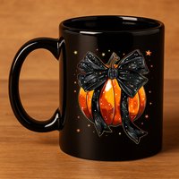 Cute Fall Autumn Halloween Pumpkin 11oz C Handle Ceramic Mug