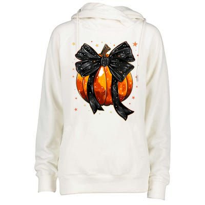 Cute Fall Autumn Halloween Pumpkin Womens Funnel Neck Pullover Hood