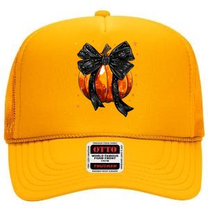 Cute Fall Autumn Halloween Pumpkin High Crown Mesh Back Trucker Hat