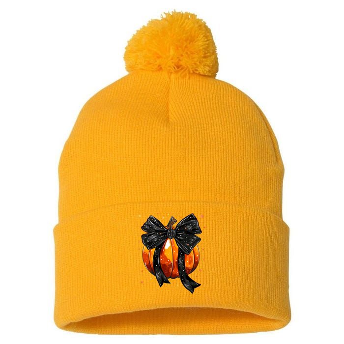 Cute Fall Autumn Halloween Pumpkin Pom Pom 12in Knit Beanie