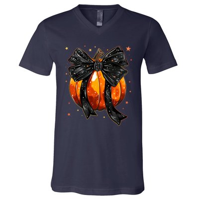 Cute Fall Autumn Halloween Pumpkin V-Neck T-Shirt