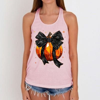 Cute Fall Autumn Halloween Pumpkin Women's Knotted Racerback Tank