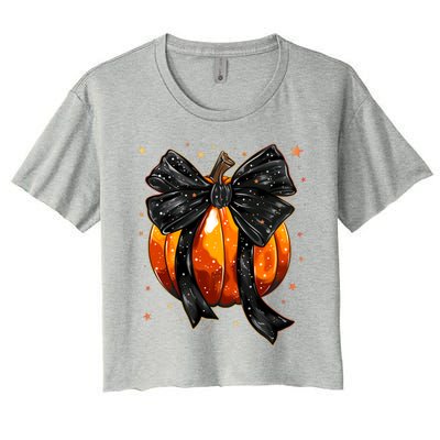 Cute Fall Autumn Halloween Pumpkin Women's Crop Top Tee