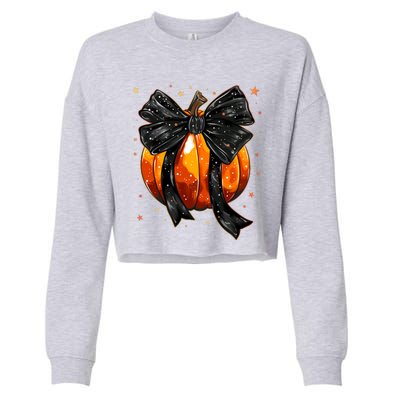 Cute Fall Autumn Halloween Pumpkin Cropped Pullover Crew