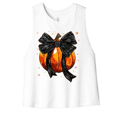 Cute Fall Autumn Halloween Pumpkin Women's Racerback Cropped Tank