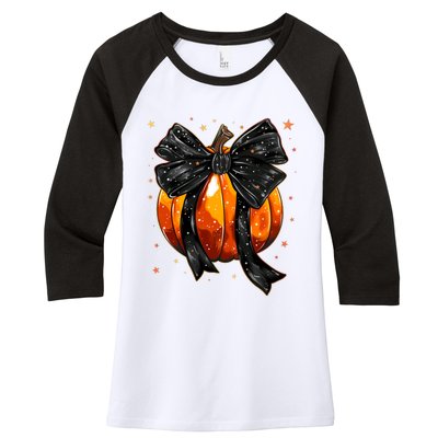 Cute Fall Autumn Halloween Pumpkin Women's Tri-Blend 3/4-Sleeve Raglan Shirt