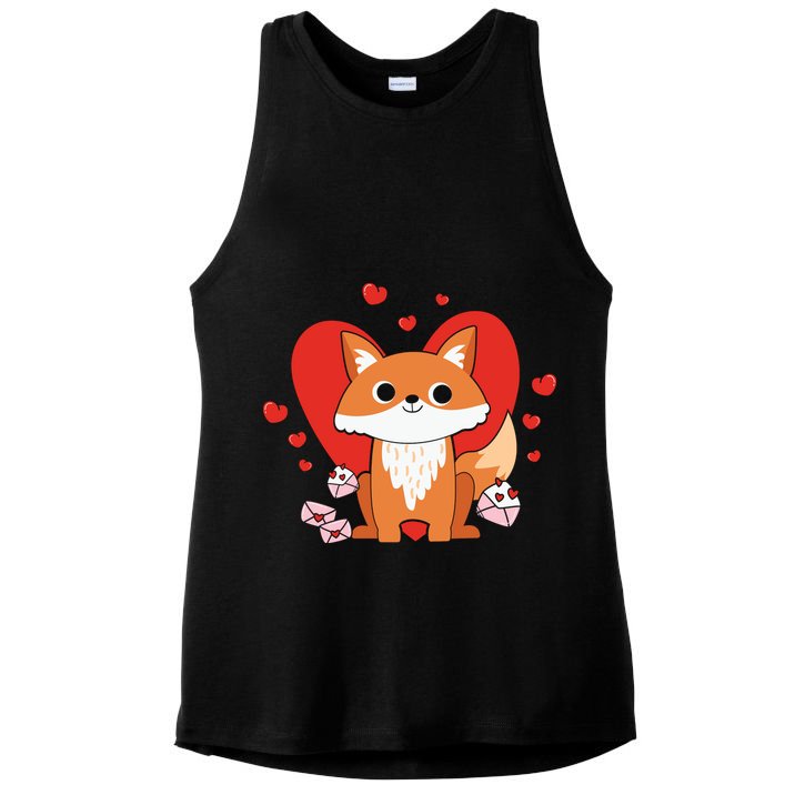 Cute Fox Animal Valentine Gift For Valentine Day Ladies PosiCharge Tri-Blend Wicking Tank